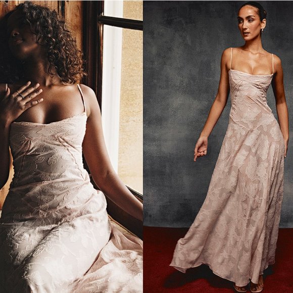 House of CB Dresses & Skirts - House of Cb 'Seren' Soft Pink Floral Lace Back Maxi Dress NWT